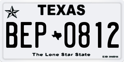 TX license plate BEP0812