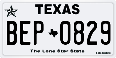 TX license plate BEP0829