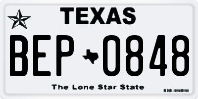 TX license plate BEP0848