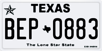 TX license plate BEP0883