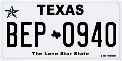 TX license plate BEP0940