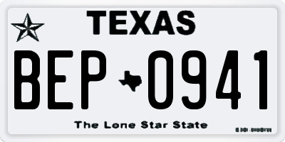 TX license plate BEP0941