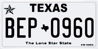 TX license plate BEP0960