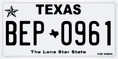 TX license plate BEP0961