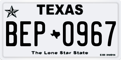 TX license plate BEP0967