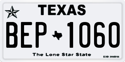 TX license plate BEP1060