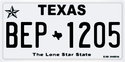 TX license plate BEP1205