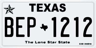 TX license plate BEP1212