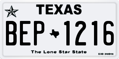 TX license plate BEP1216