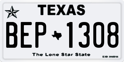 TX license plate BEP1308