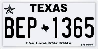 TX license plate BEP1365