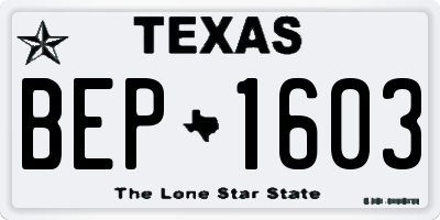 TX license plate BEP1603