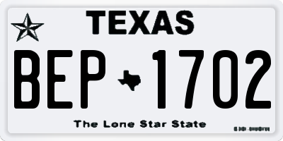 TX license plate BEP1702