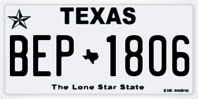 TX license plate BEP1806