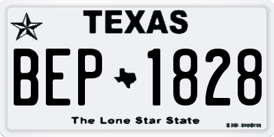 TX license plate BEP1828