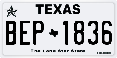 TX license plate BEP1836
