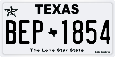 TX license plate BEP1854