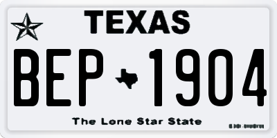 TX license plate BEP1904