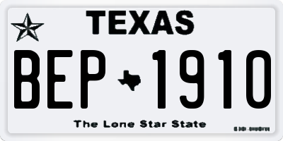 TX license plate BEP1910