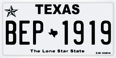 TX license plate BEP1919