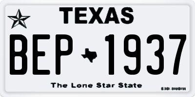 TX license plate BEP1937
