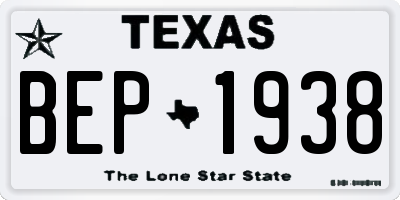 TX license plate BEP1938