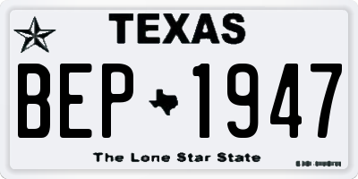 TX license plate BEP1947