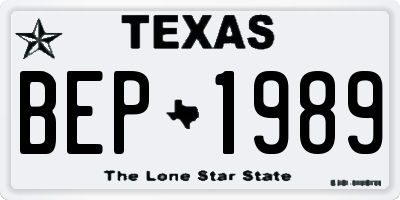 TX license plate BEP1989