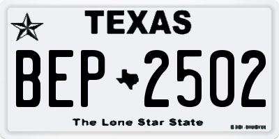TX license plate BEP2502
