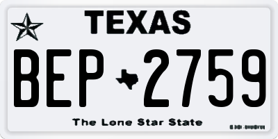 TX license plate BEP2759