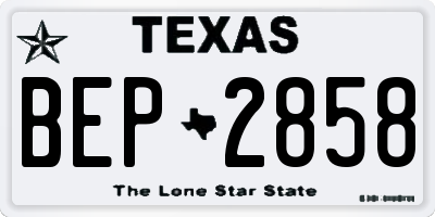 TX license plate BEP2858