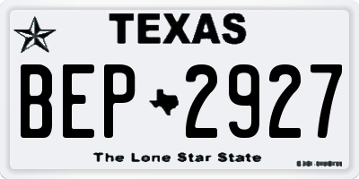 TX license plate BEP2927