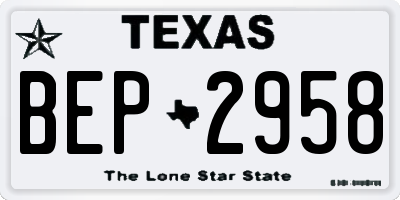 TX license plate BEP2958
