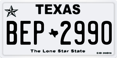 TX license plate BEP2990
