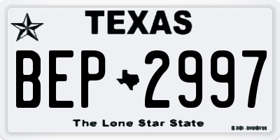 TX license plate BEP2997