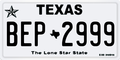 TX license plate BEP2999