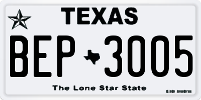 TX license plate BEP3005