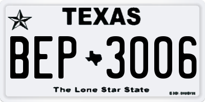 TX license plate BEP3006