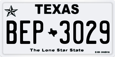 TX license plate BEP3029
