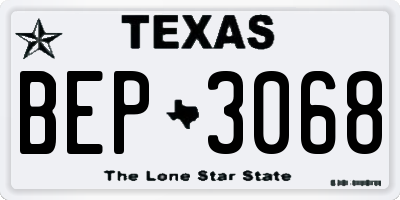 TX license plate BEP3068
