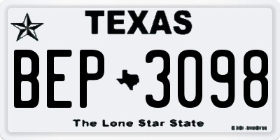TX license plate BEP3098