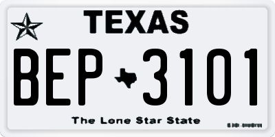 TX license plate BEP3101