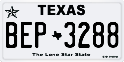 TX license plate BEP3288