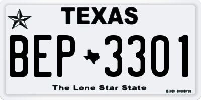 TX license plate BEP3301