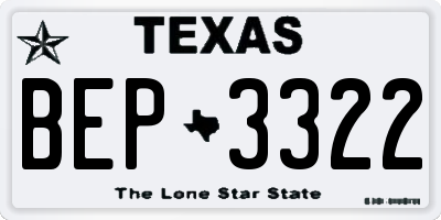 TX license plate BEP3322
