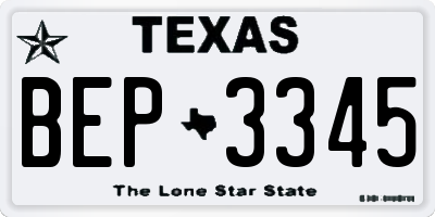 TX license plate BEP3345