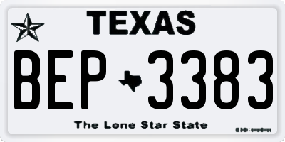 TX license plate BEP3383