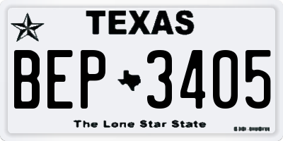 TX license plate BEP3405