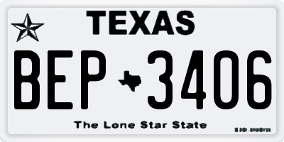 TX license plate BEP3406