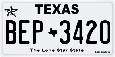 TX license plate BEP3420